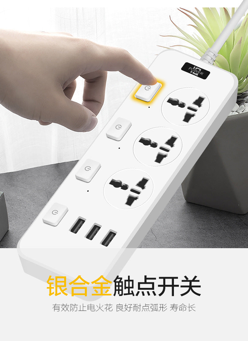 Chinese Multi-Outlet Power Strip with UK Plug and USB Ports